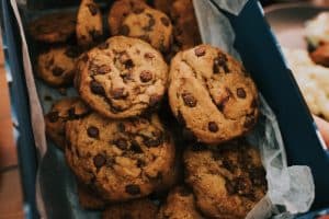 brown cookies on white plastic pack, chocolate cookies